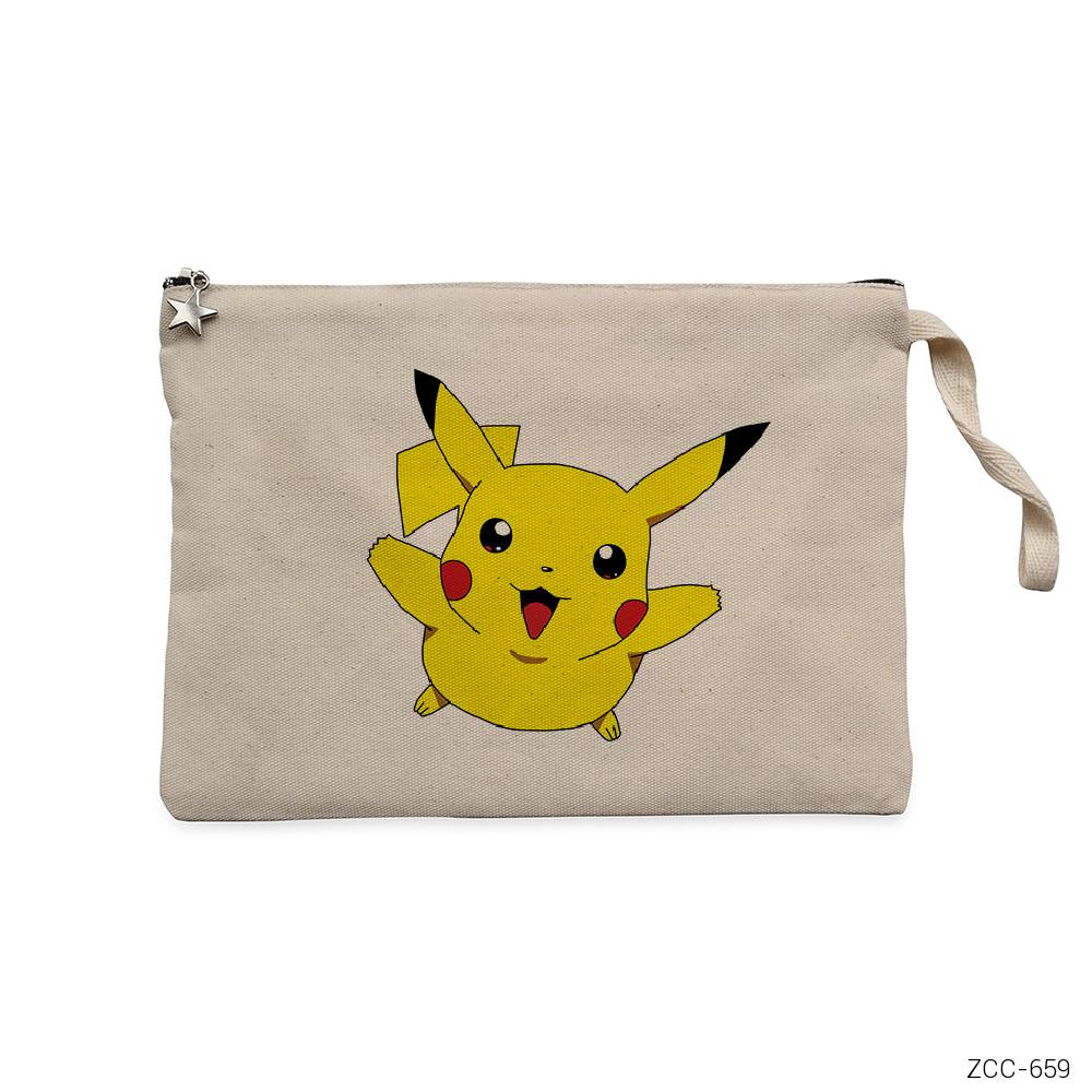 Pokemon Pikachu 2 Krem Clutch Astarlı Cüzdan / El Çantası