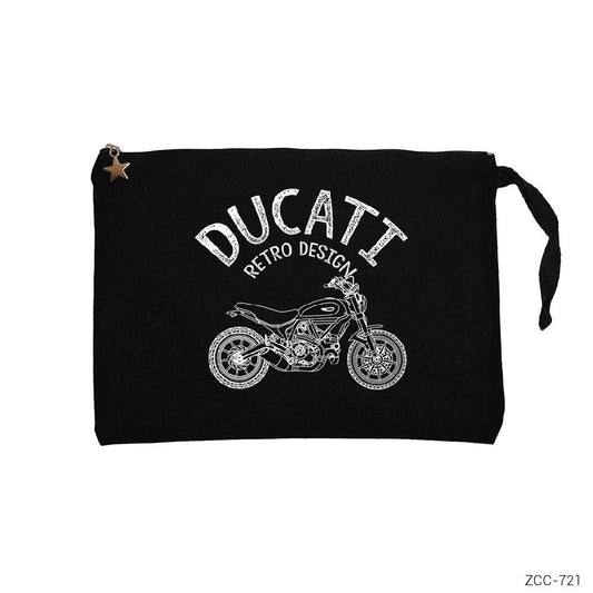 Ducati Retro Design Siyah Clutch Astarlı Cüzdan / El Çantası