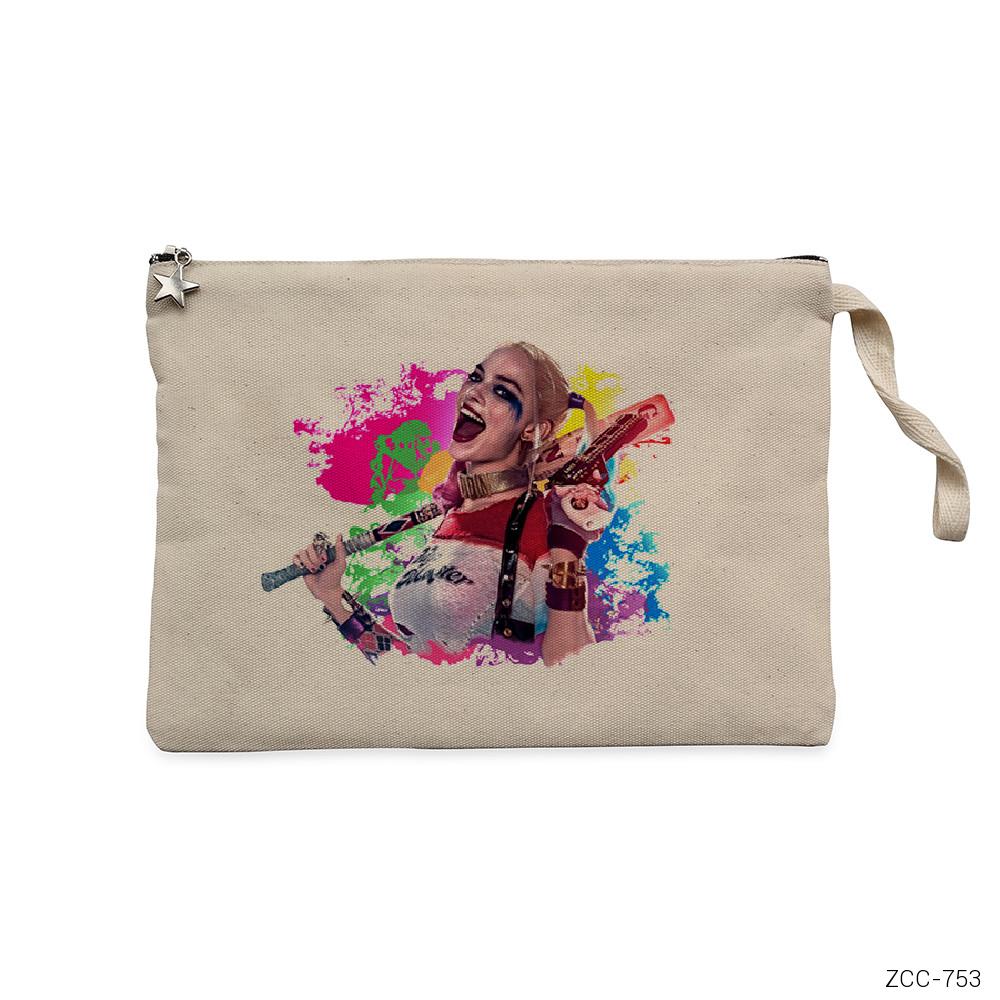 Suicide Squad Harley Quinn Happy Krem Clutch Astarlı Cüzdan / El Çantası