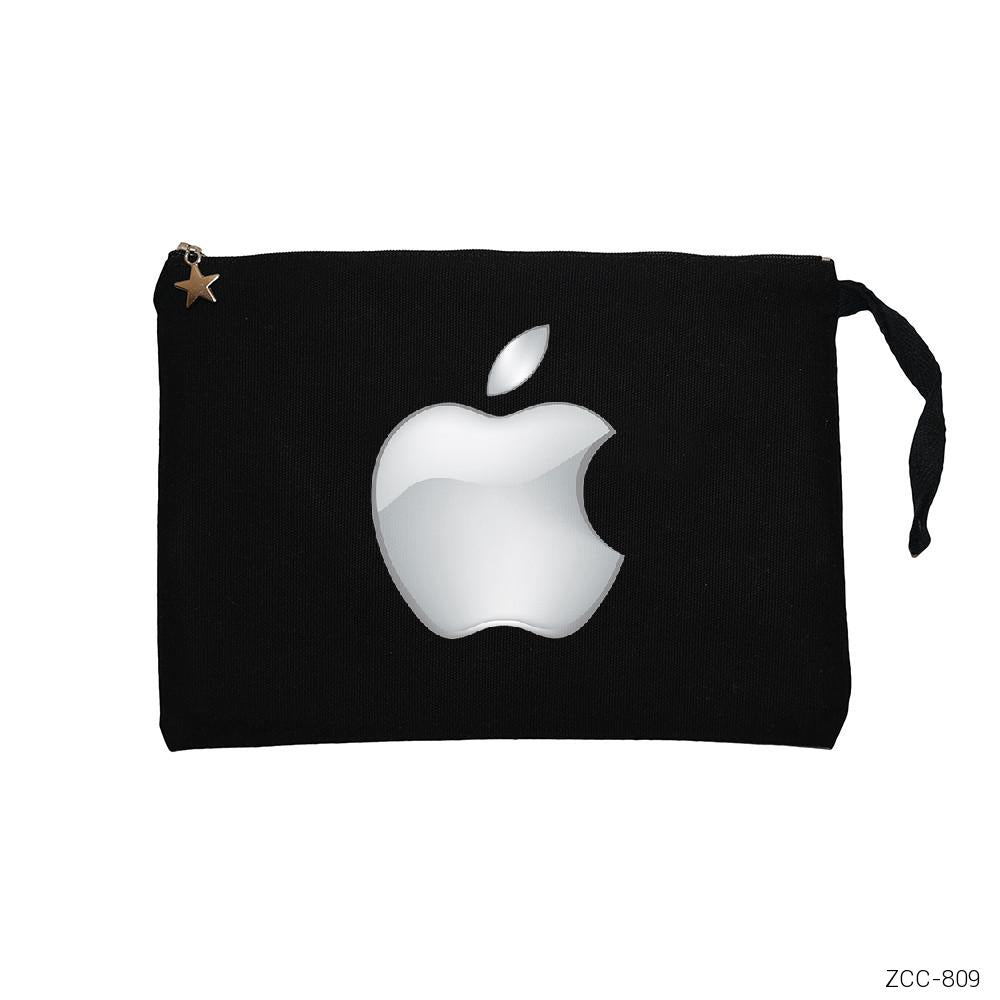 Apple Logo 3d Siyah Clutch Astarlı Cüzdan / El Çantası