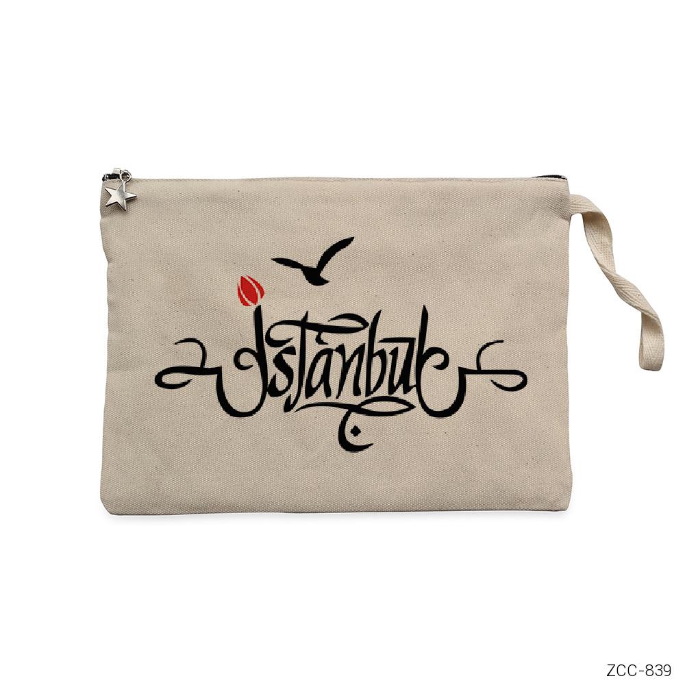 İstanbul Hat Krem Clutch Astarlı Cüzdan / El Çantası