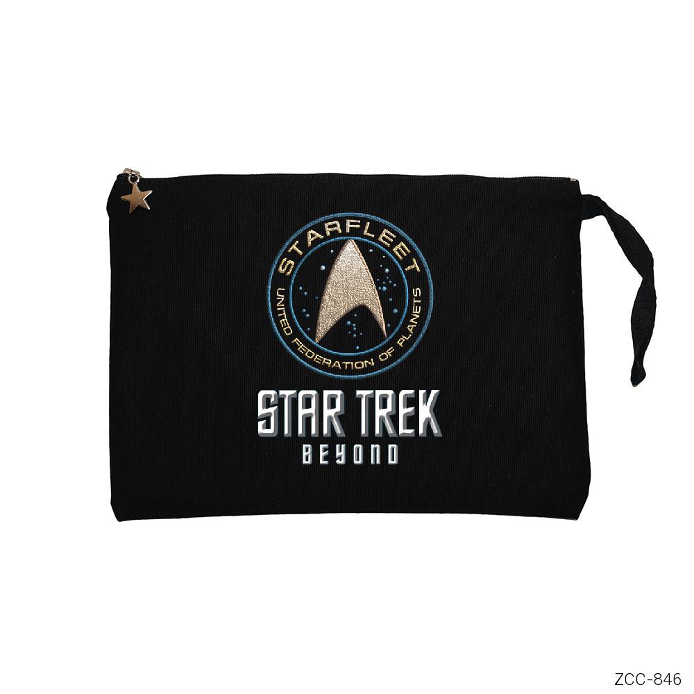 Star Trek Beyond Logo Siyah Clutch Astarlı Cüzdan / El Çantası