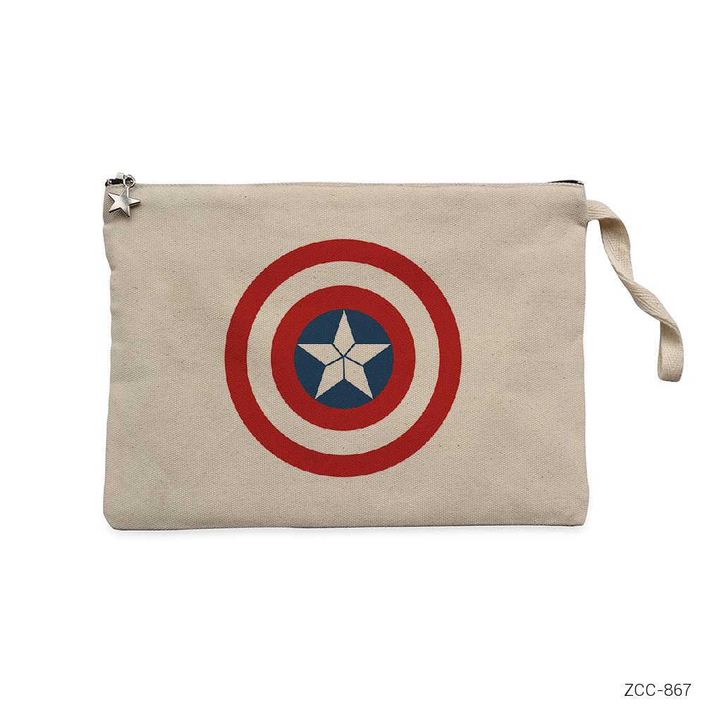 Captain America Soft Sheild Krem Clutch Astarlı Cüzdan / El Çantası