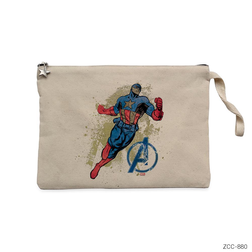 Avengers Captain Grunge Krem Clutch Astarlı Cüzdan / El Çantası