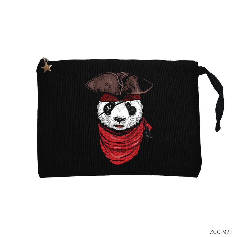 Panda Korsan Siyah Clutch Astarlı Cüzdan / El Çantası