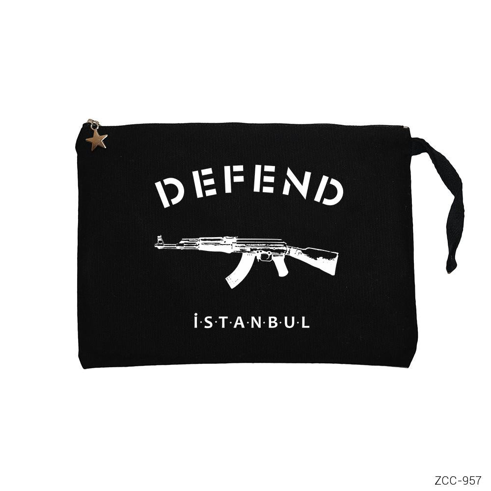 Defend İstanbul Siyah Clutch Astarlı Cüzdan / El Çantası