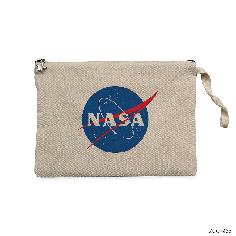 Nasa Logo Krem Clutch Astarlı Cüzdan / El Çantası