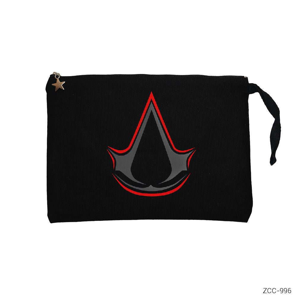 Assassins Creed Logo Redline Siyah Clutch Astarlı Cüzdan / El Çantası