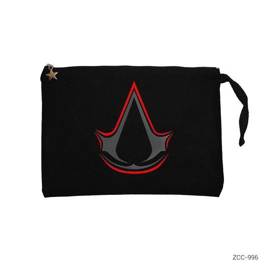 Assassins Creed Logo Redline Siyah Clutch Astarlı Cüzdan / El Çantası