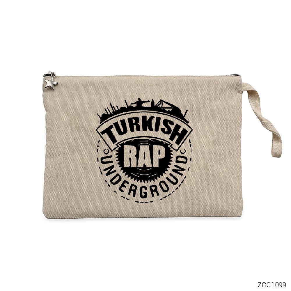 Türkçe Rap Krem Clutch Astarlı Cüzdan / El Çantası