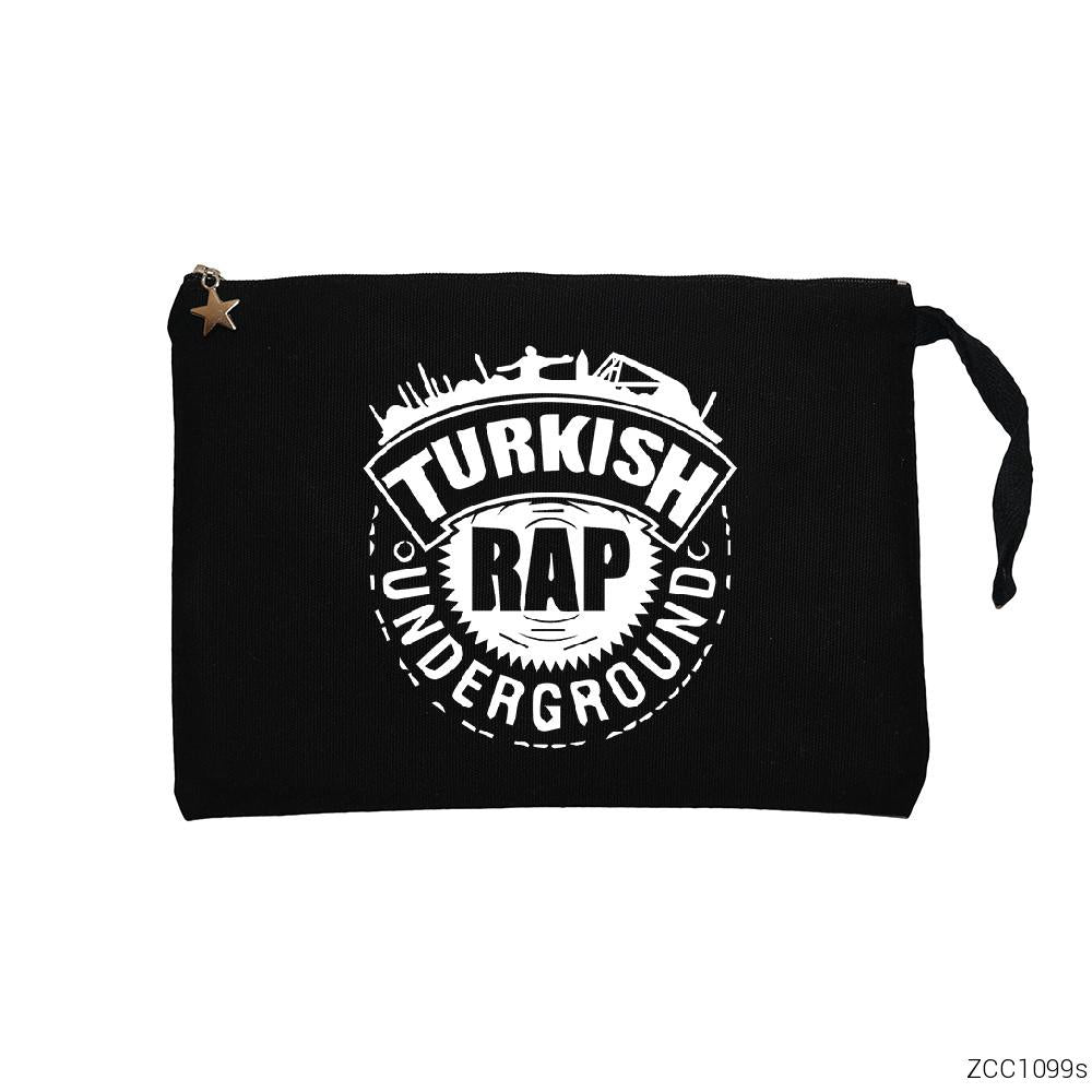 Türkçe Rap Siyah Clutch Astarlı Cüzdan / El Çantası