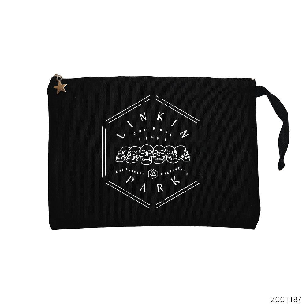 Linkin Park Skulls Siyah Clutch Astarlı Cüzdan / El Çantası