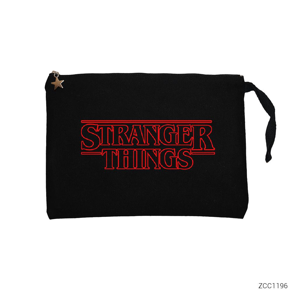 Stranger Things Logo Outline Siyah Clutch Astarlı Cüzdan / El Çantası