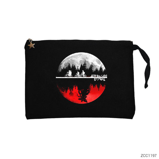 Stranger Things Moon Siyah Clutch Astarlı Cüzdan / El Çantası