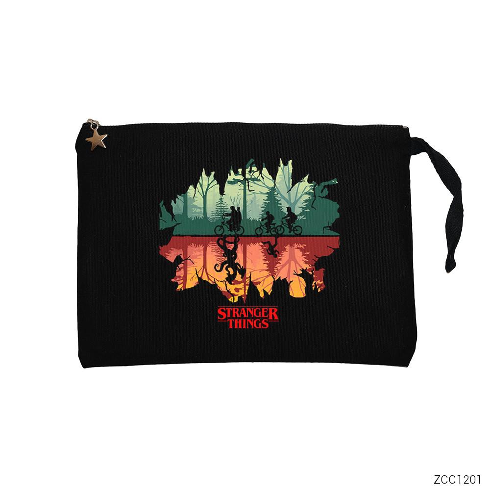 Stranger Things on Forest Siyah Clutch Astarlı Cüzdan / El Çantası