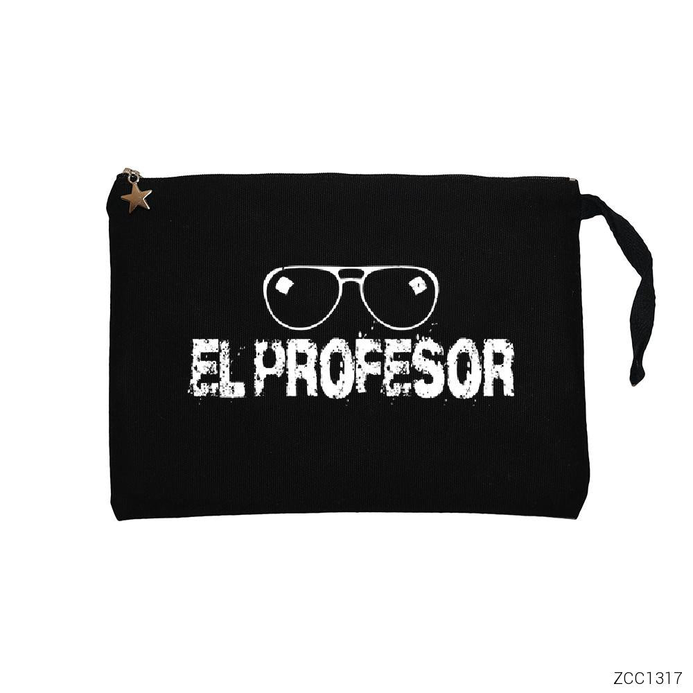 La Casa De Papel El Professor Glasses Siyah Clutch Astarlı Cüzdan / El Çantası