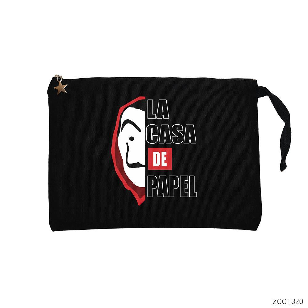 La Casa De Papel Half Face Siyah Clutch Astarlı Cüzdan / El Çantası