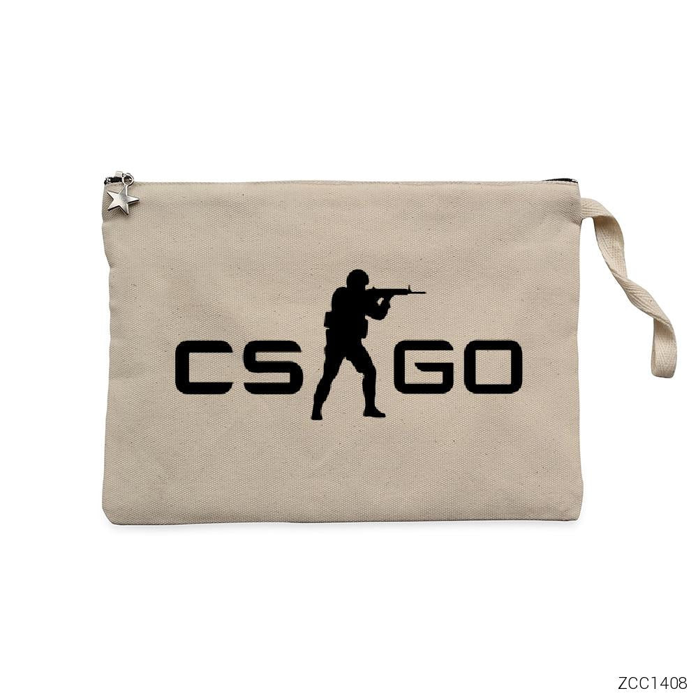 Counter Strike CSGO Logo Krem Clutch Astarlı Cüzdan / El Çantası