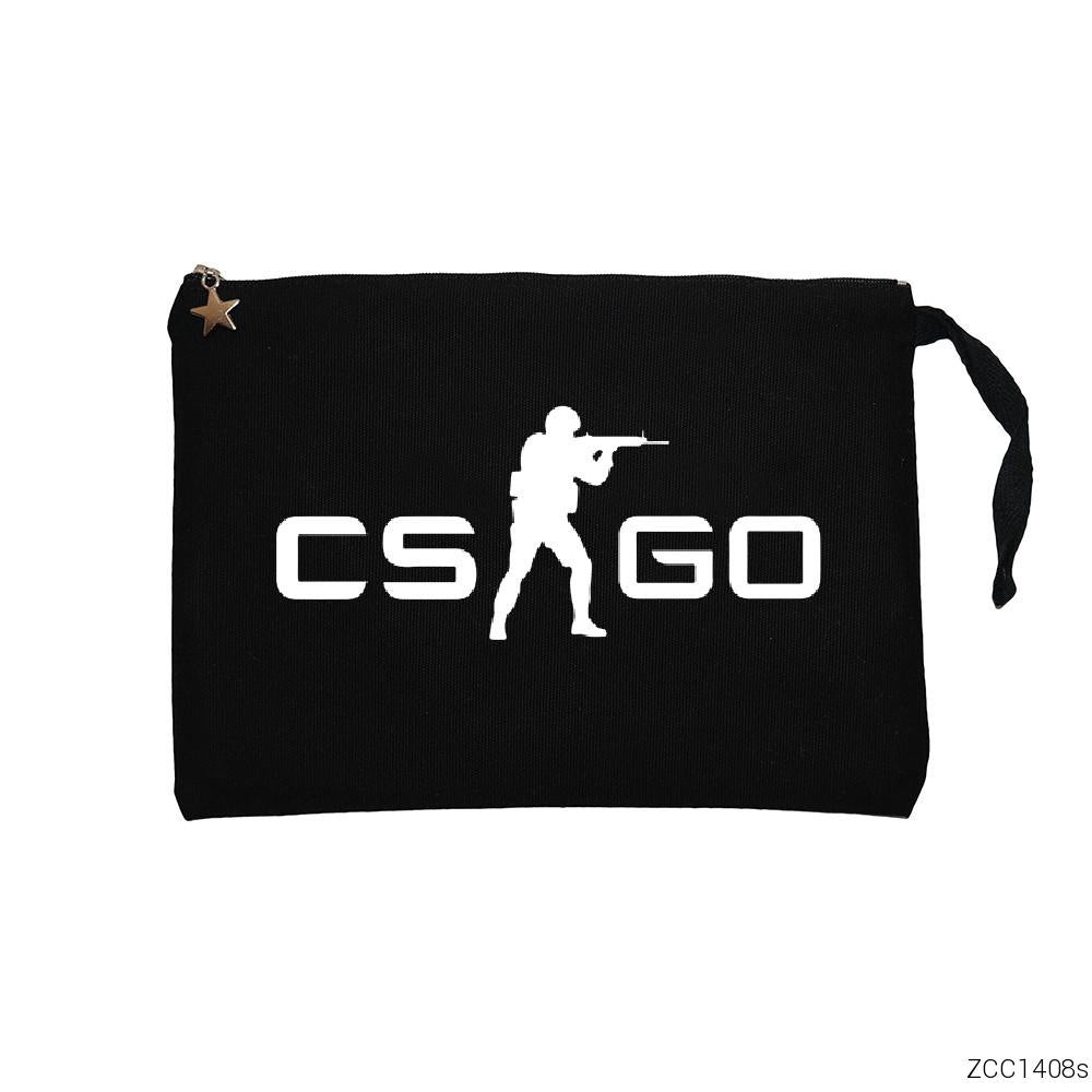 Counter Strike CSGO Logo Siyah Clutch Astarlı Cüzdan / El Çantası