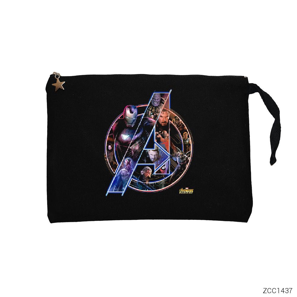 Avengers Infinity War Siyah Clutch Astarlı Cüzdan / El Çantası