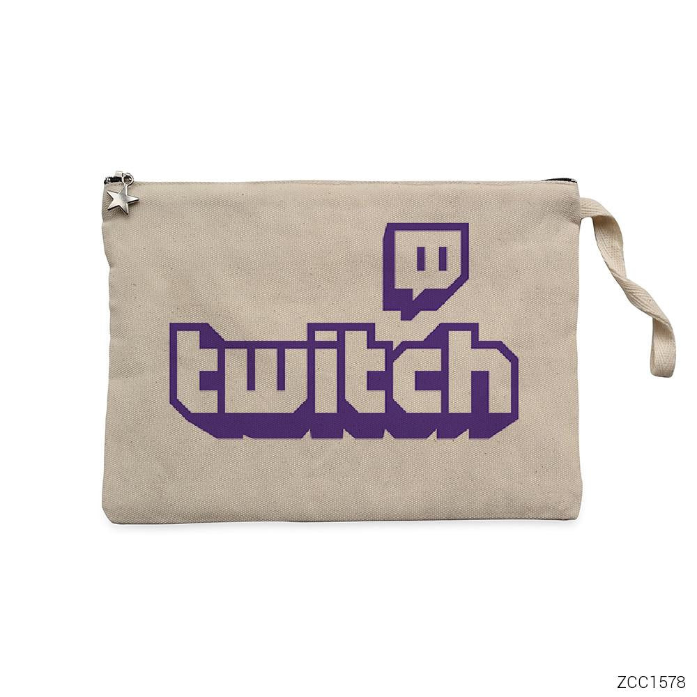 Twitch Logo Krem Clutch Astarlı Cüzdan / El Çantası