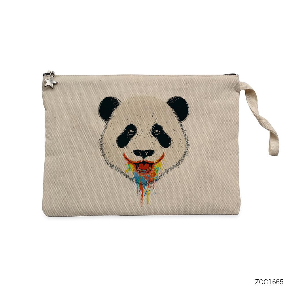 Panda in Colors Krem Clutch Astarlı Cüzdan / El Çantası