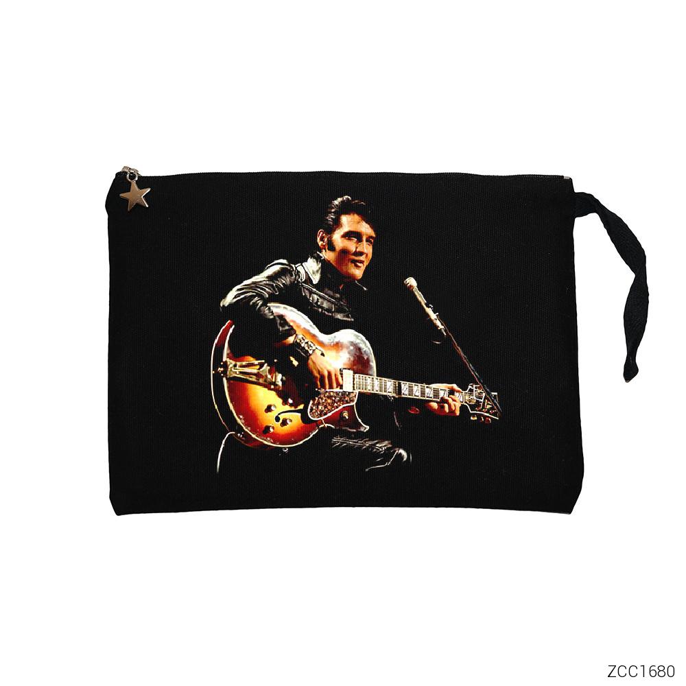 Elvis Presley Siyah Clutch Astarlı Cüzdan / El Çantası