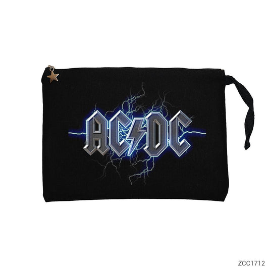 Ac Dc Electricity Siyah Clutch Astarlı Cüzdan / El Çantası