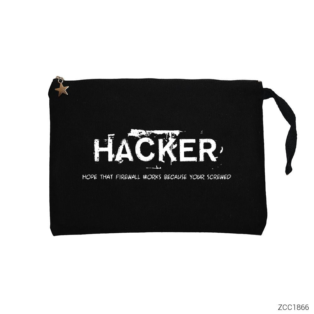 Hacker Firewall Siyah Clutch Astarlı Cüzdan / El Çantası