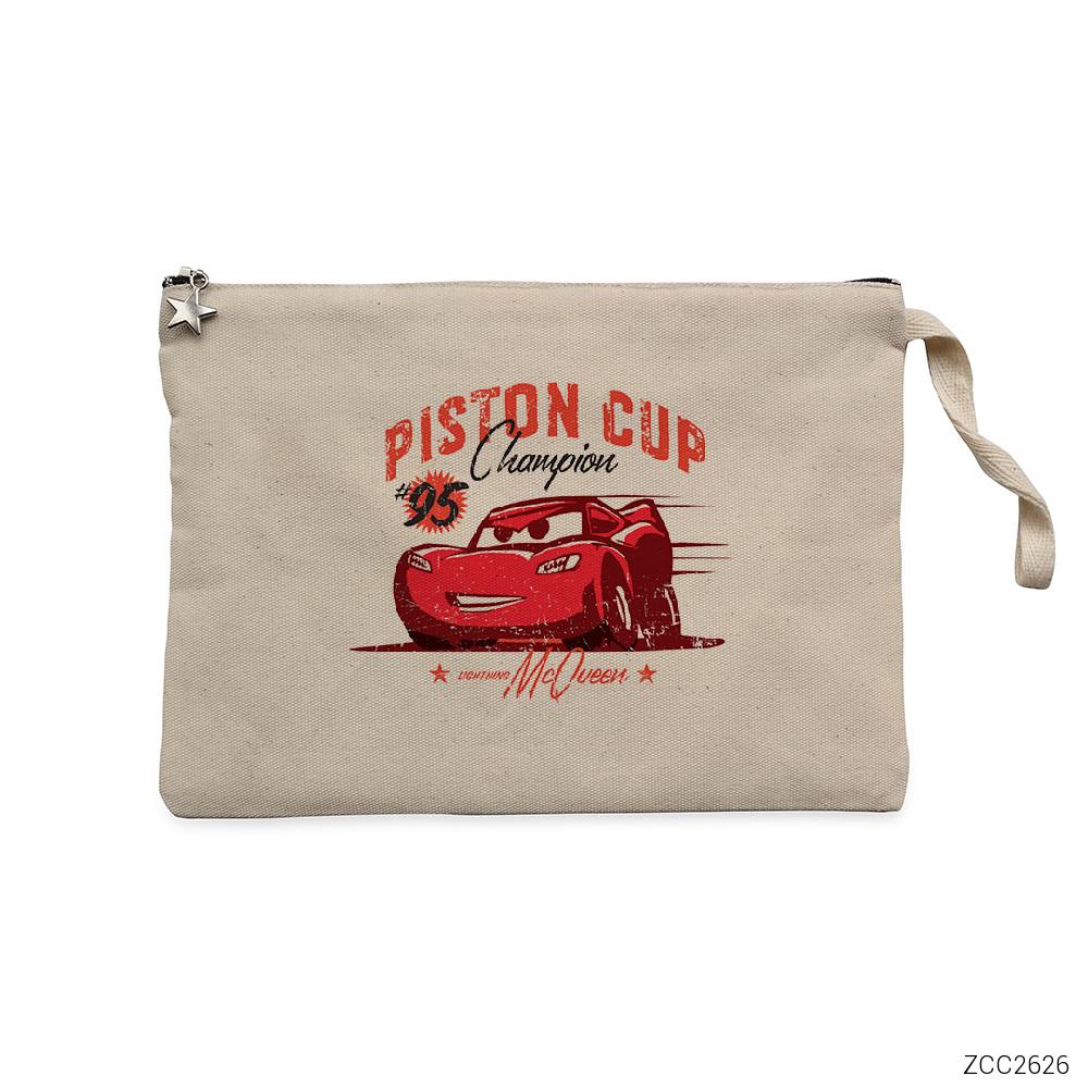 Cars Piston Cup Krem Clutch Astarlı Cüzdan / El Çantası