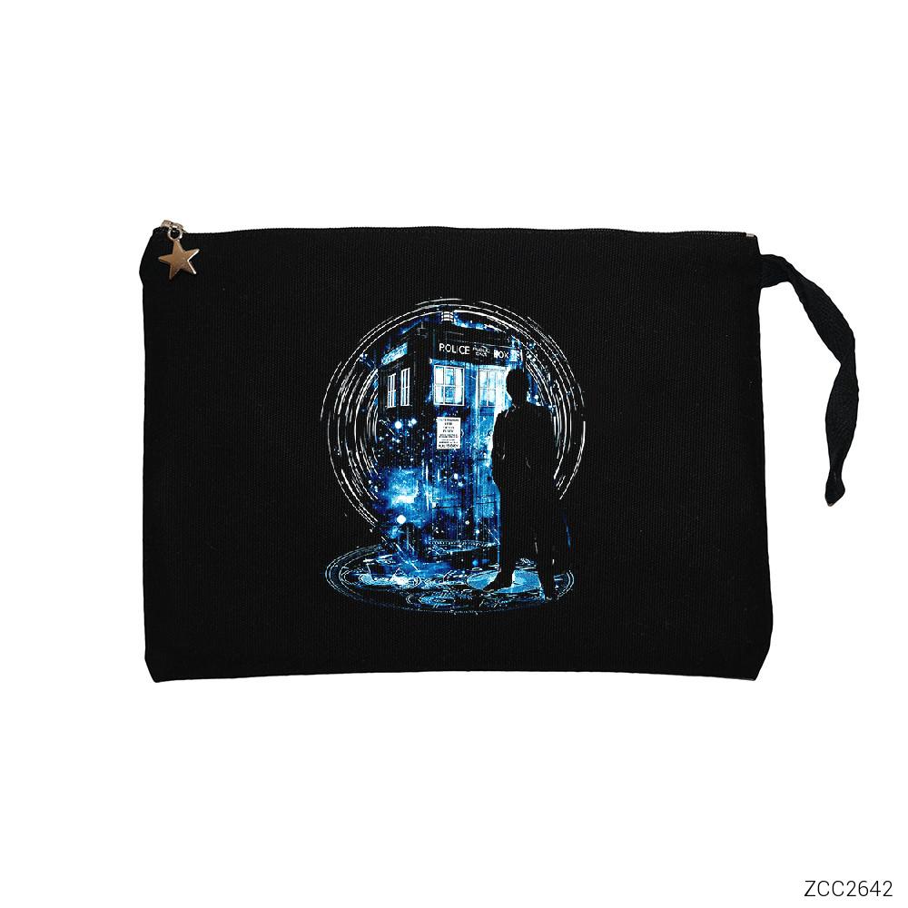 Dr. Who Box Siyah Clutch Astarlı Cüzdan / El Çantası