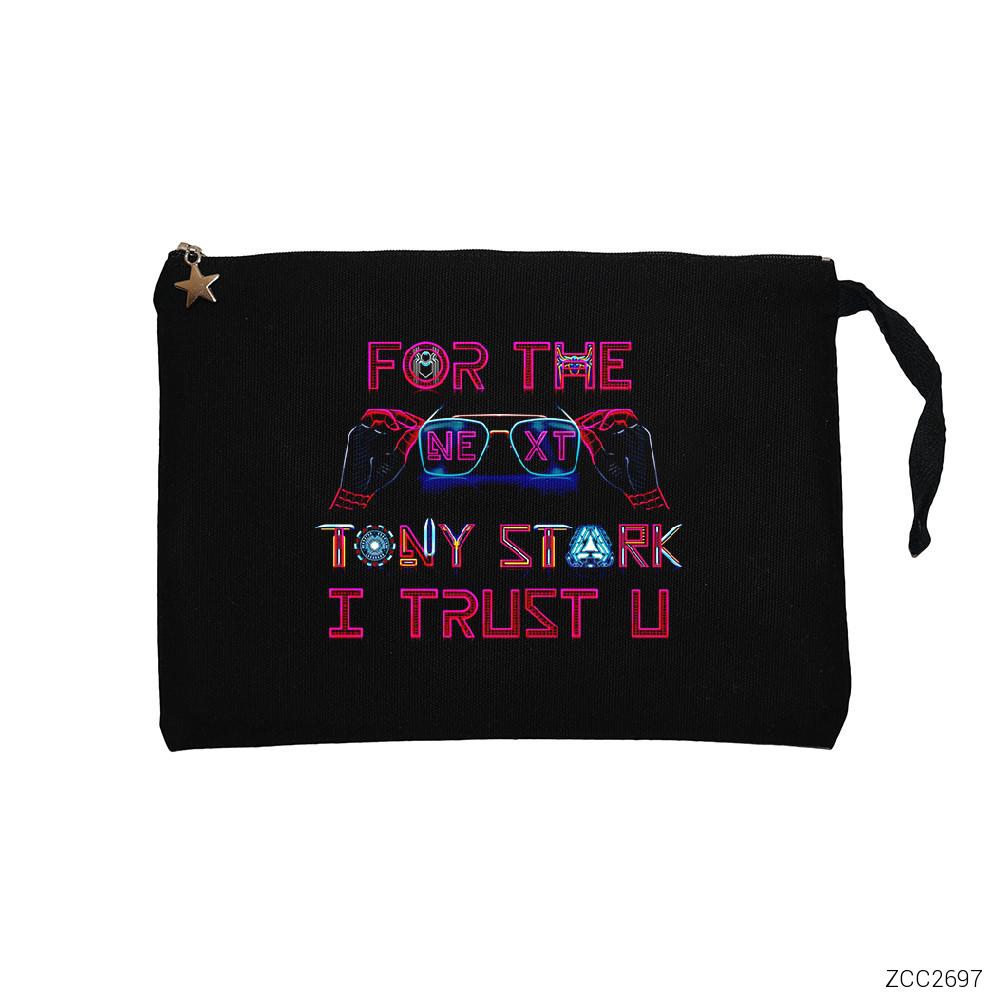 Iron Man Tony Stark Trust You Siyah Clutch Astarlı Cüzdan / El Çantası