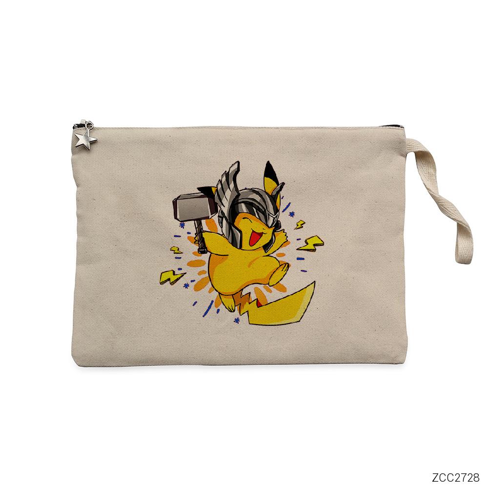 Pikachu Thor Krem Clutch Astarlı Cüzdan / El Çantası