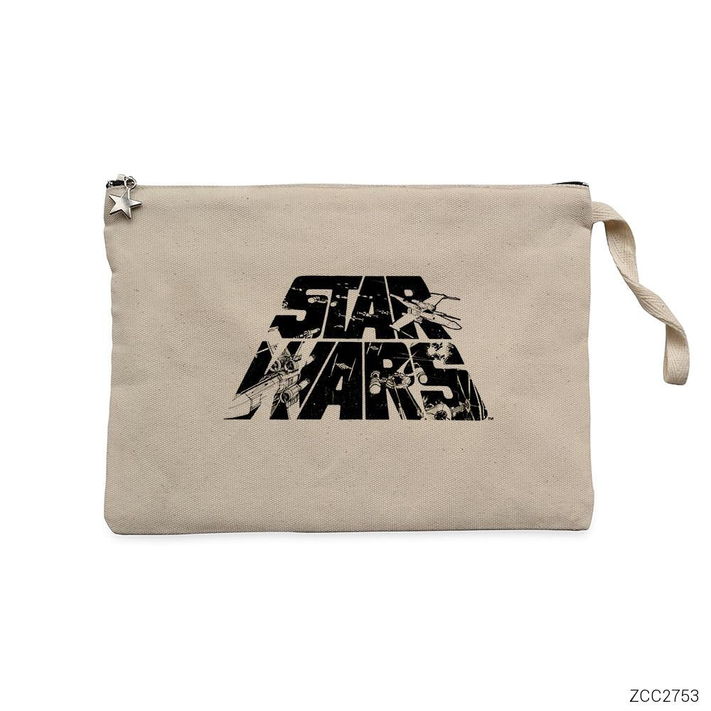 Star Wars Logo - 3 Krem Clutch Astarlı Cüzdan / El Çantası