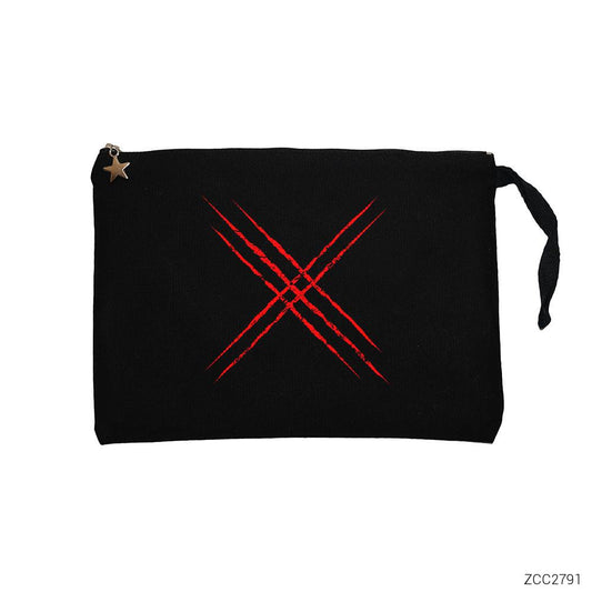 X-men Logo Red Siyah Clutch Astarlı Cüzdan / El Çantası