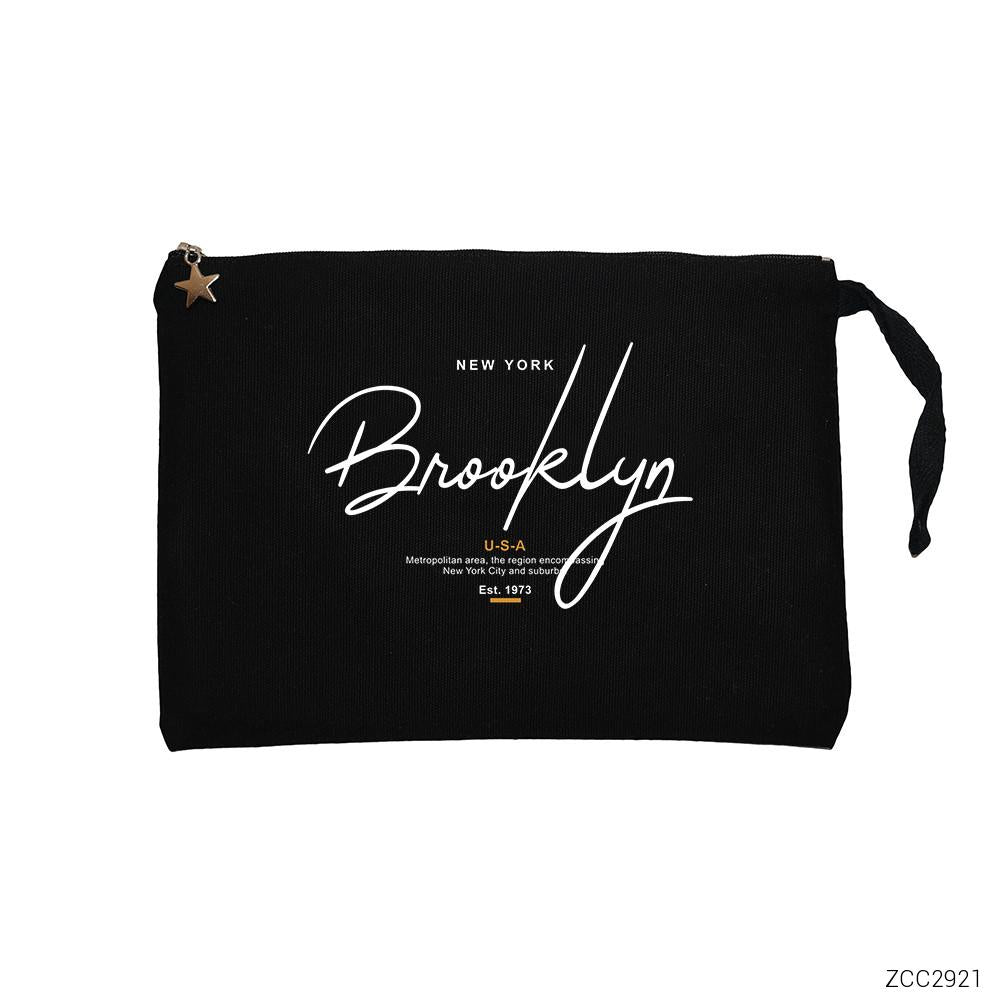 NewYork Brooklyn U.S.A Siyah Clutch Astarlı Cüzdan / El Çantası