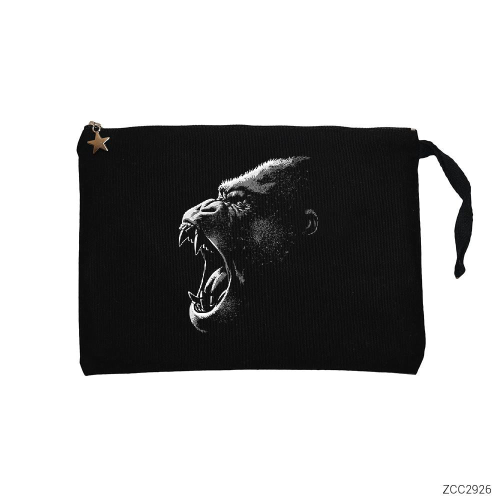 King Kong Face Siyah Clutch Astarlı Cüzdan / El Çantası