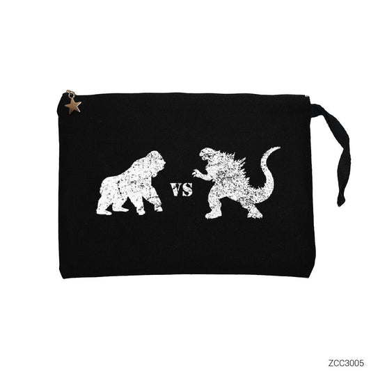 Godzilla vs King Kong Siyah Clutch Astarlı Cüzdan / El Çantası