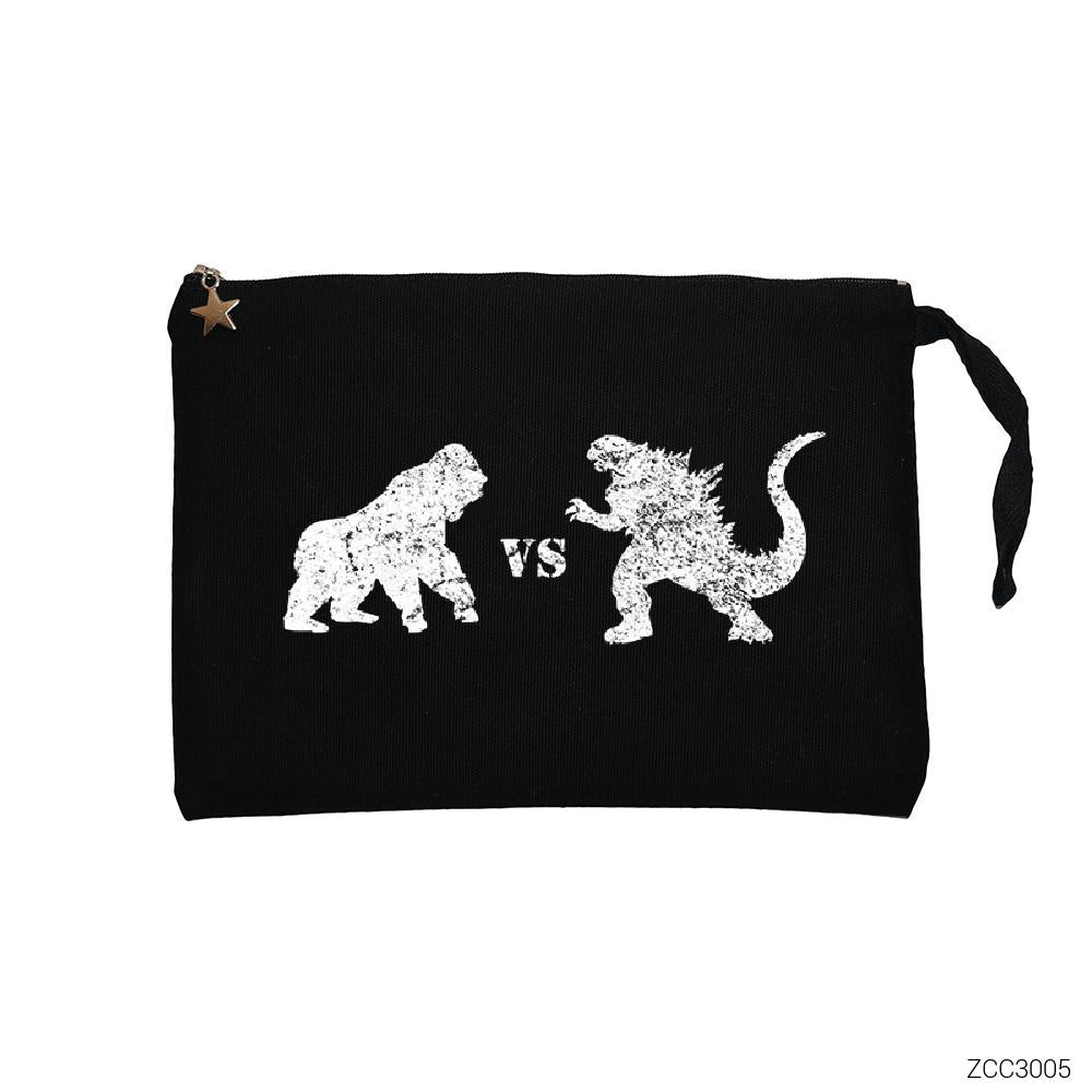 Godzilla vs King Kong Siyah Clutch Astarlı Cüzdan / El Çantası