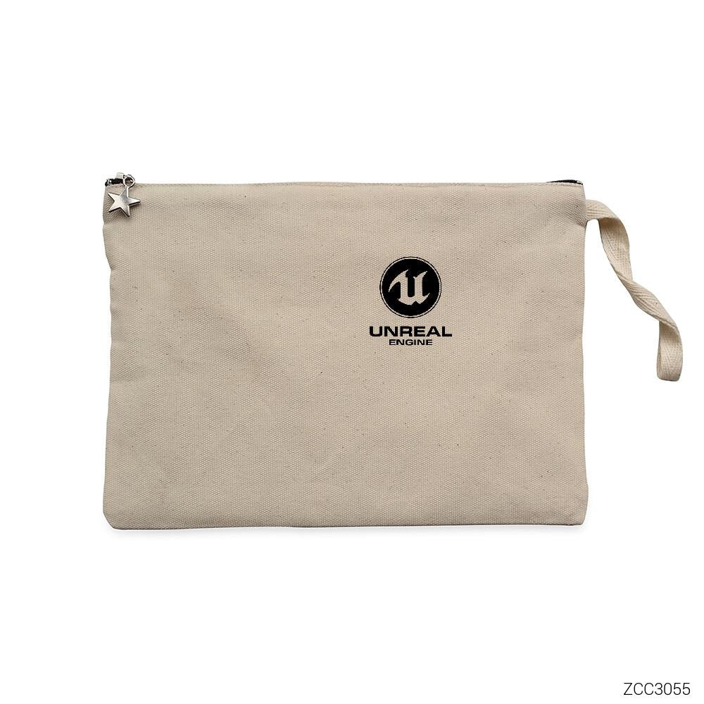 Unreal Engine Logo Krem Clutch Astarlı Cüzdan / El Çantası