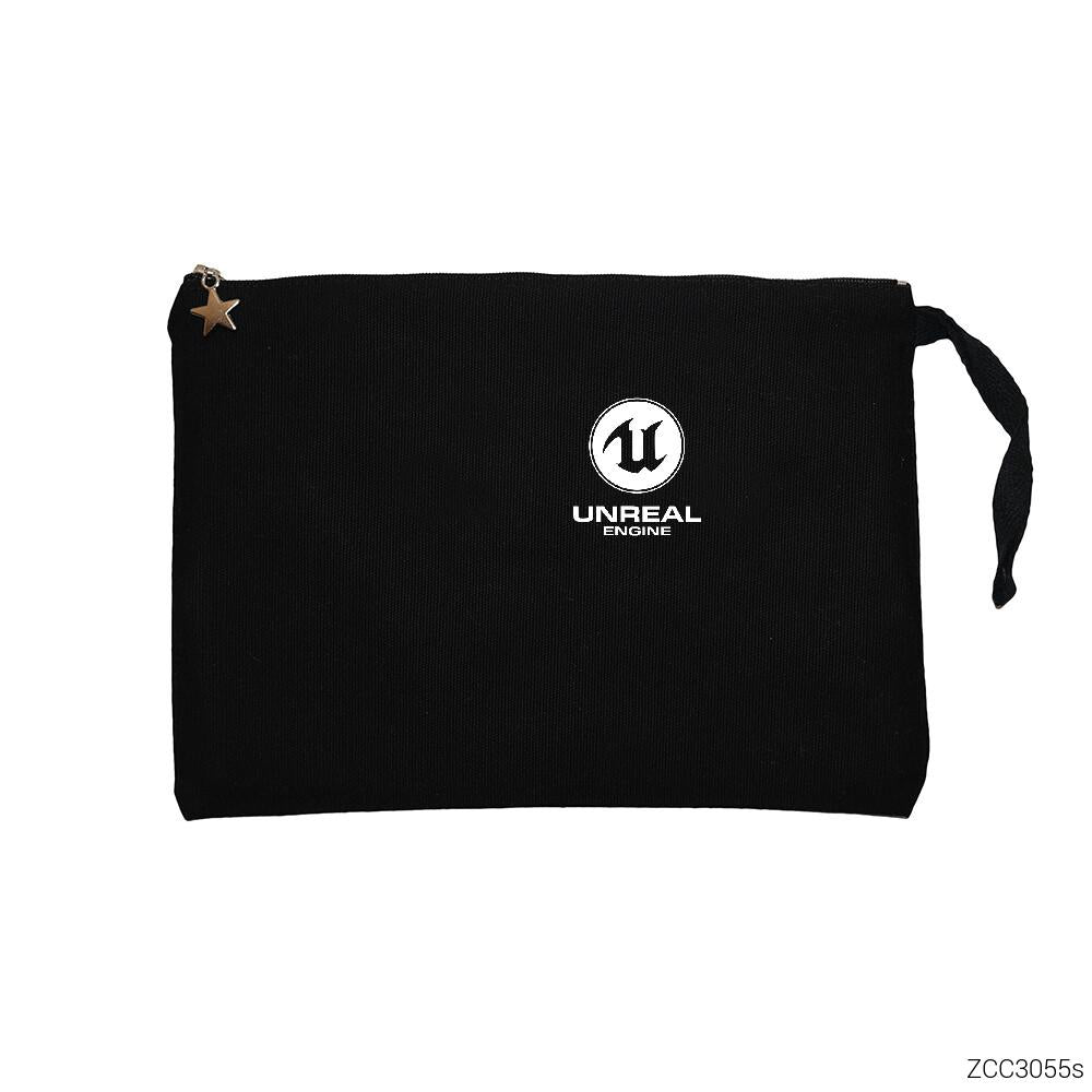 Unreal Engine Logo Siyah Clutch Astarlı Cüzdan / El Çantası