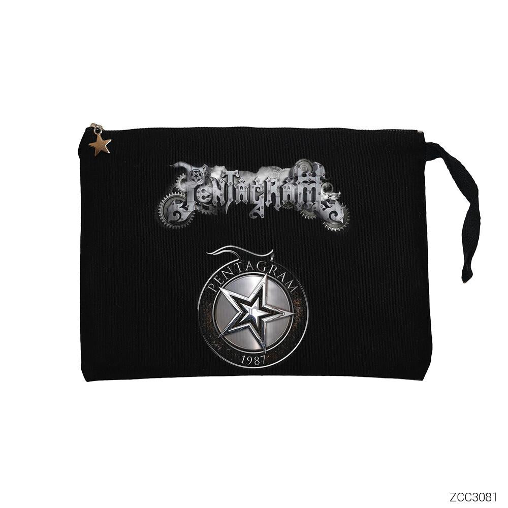 Pentagram 1987 Siyah Clutch Astarlı Cüzdan / El Çantası