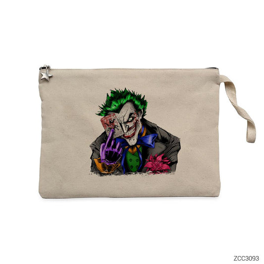 Joker with Card Krem Clutch Astarlı Cüzdan / El Çantası