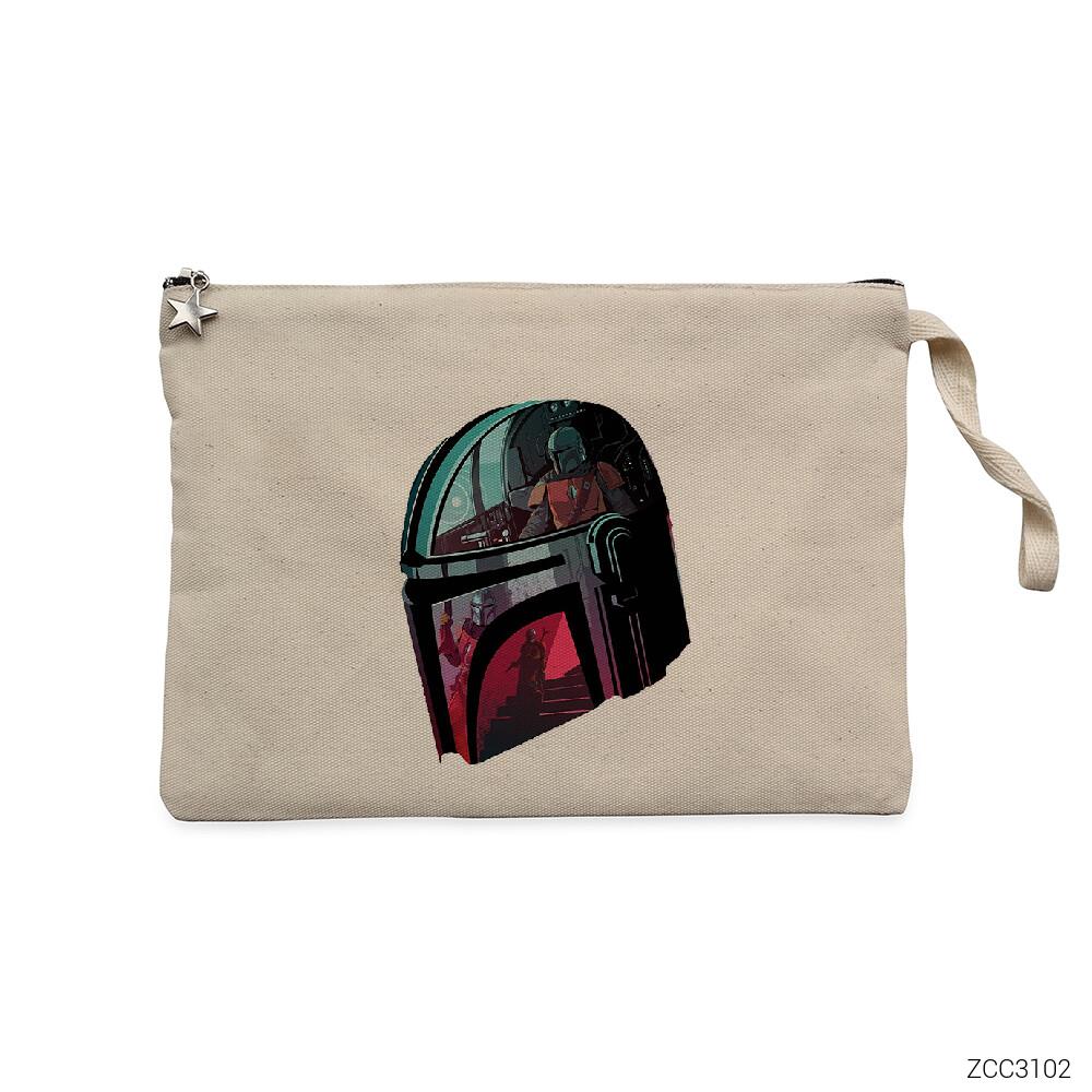 The Mandalorian Helmet Krem Clutch Astarlı Cüzdan / El Çantası