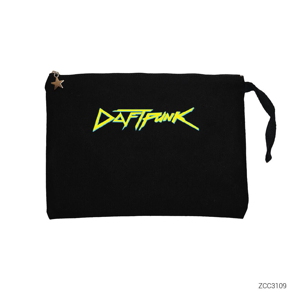 Daft Punk Logo Siyah Clutch Astarlı Cüzdan / El Çantası