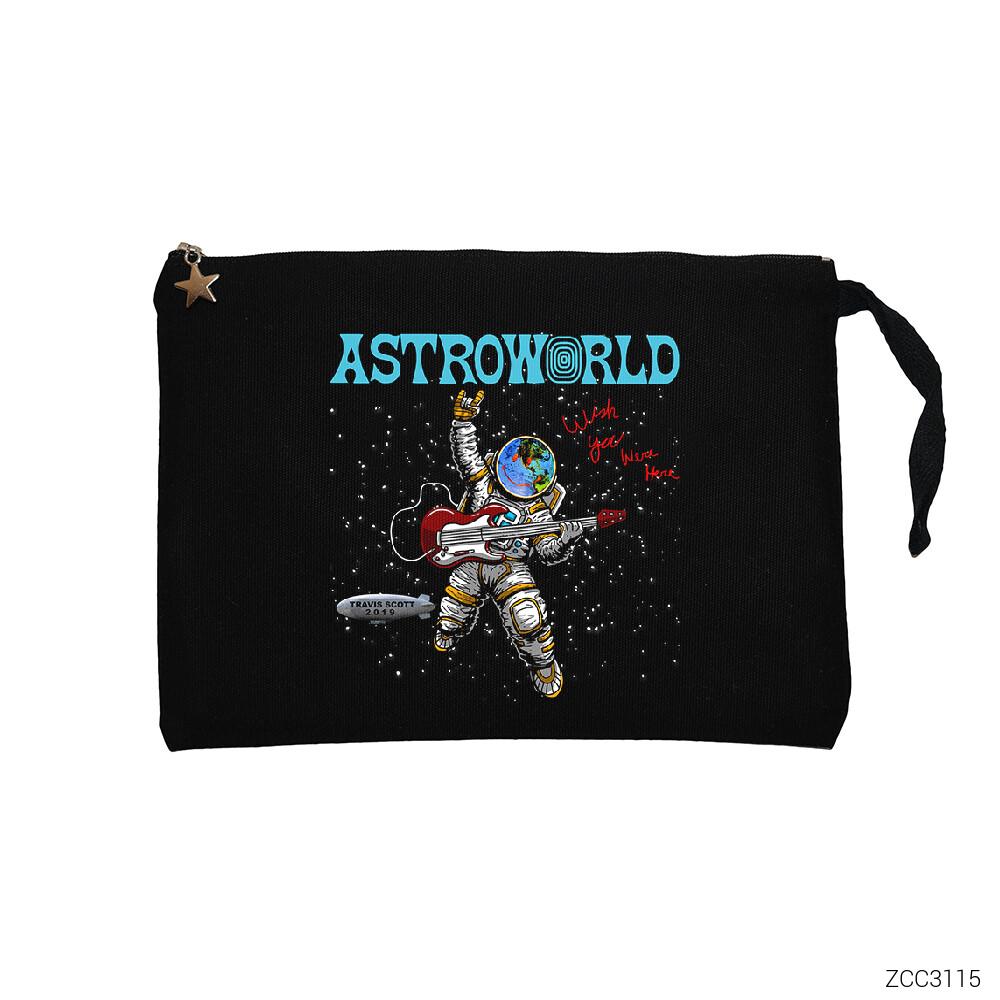 Travis Scott 2019 Space Siyah Clutch Astarlı Cüzdan / El Çantası