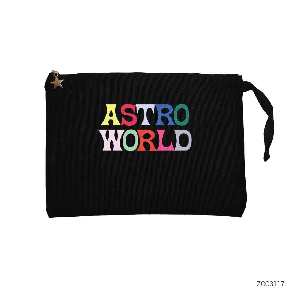 Travis Scott Astroworld 2 Siyah Clutch Astarlı Cüzdan / El Çantası