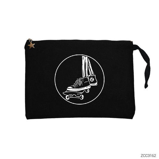 Skater Skull Siyah Clutch Astarlı Cüzdan / El Çantası
