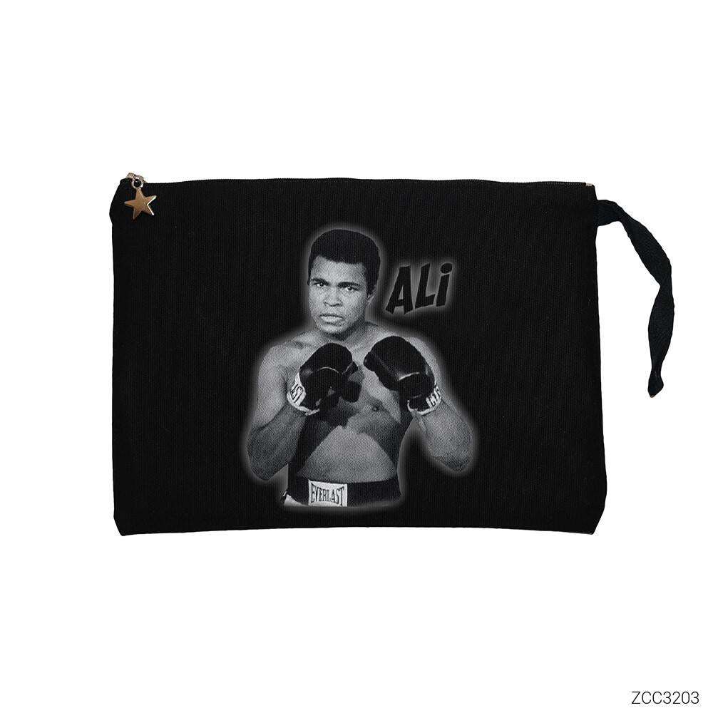 Muhammed Ali Poster Siyah Clutch Astarlı Cüzdan / El Çantası