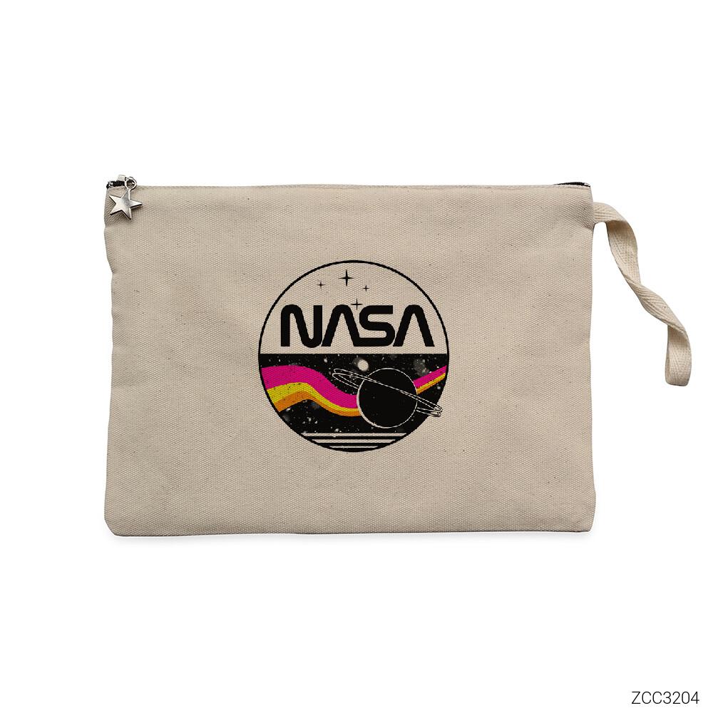 Nasa Retro Krem Clutch Astarlı Cüzdan / El Çantası